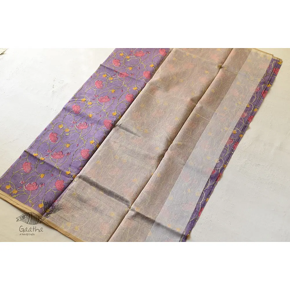Handloom Flower Printed Chanderi Saree