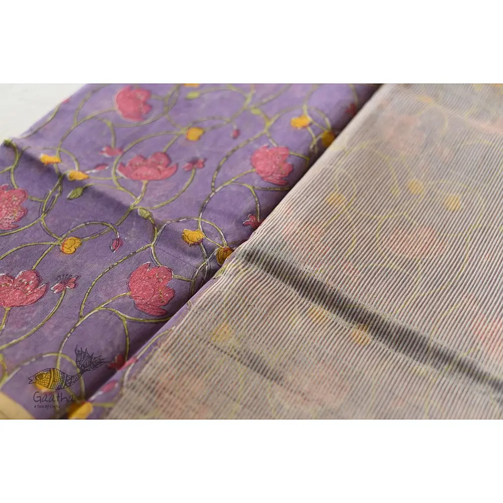 Handloom Flower Printed Chanderi Saree