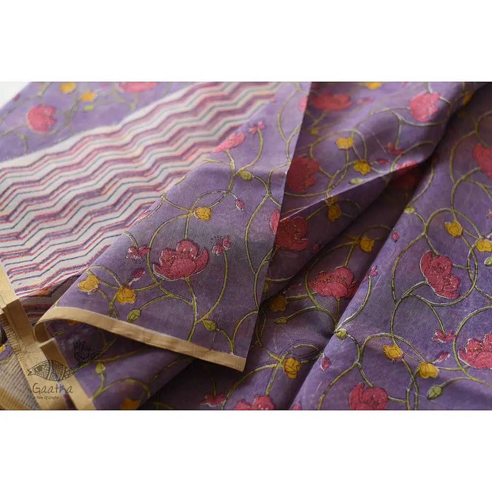 Handloom Flower Printed Chanderi Saree