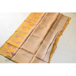 Manjula ~ Handloom Printed Chanderi Yellow Saree