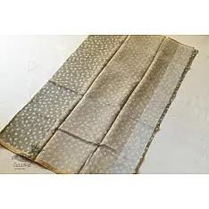 Manjula ~ Handloom Flower Printed Grey Chanderi Saree - color based 8