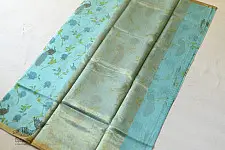 Manjula ~ Handloom Printed Chanderi Sky Blue Saree