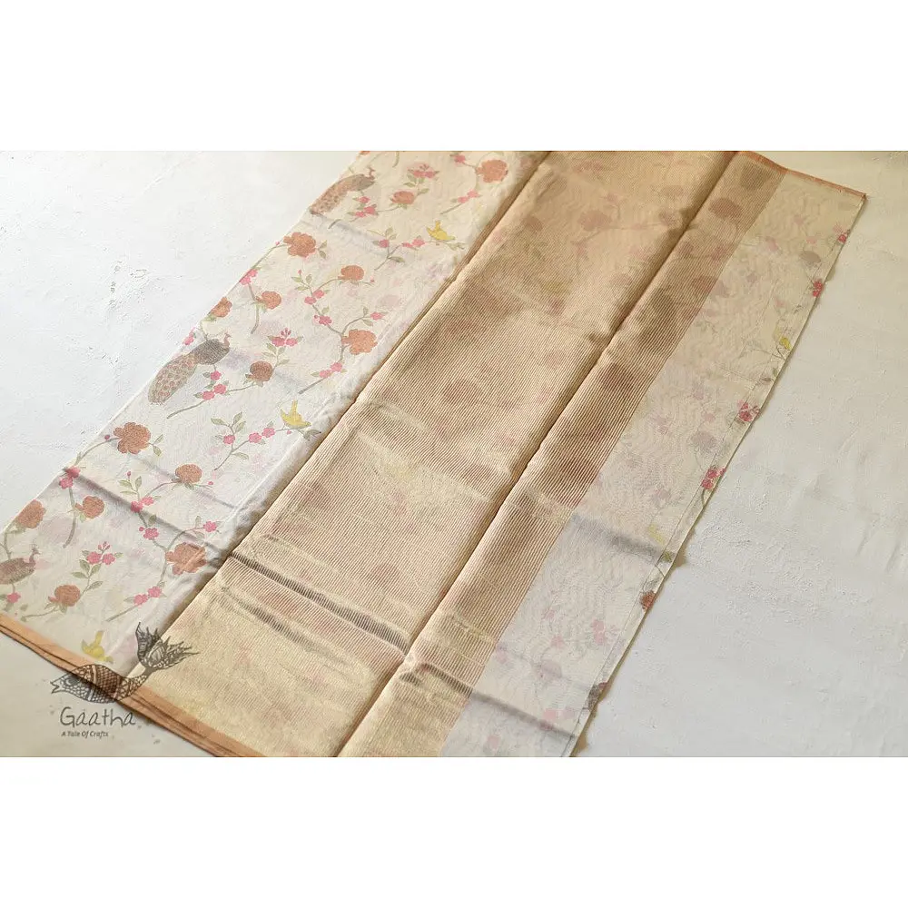 Handloom Roses Printed Chanderi Saree