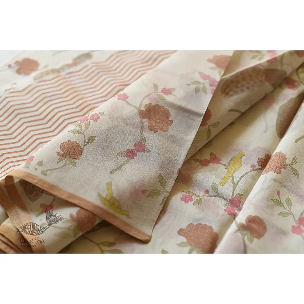 Handloom Roses Printed Chanderi Saree