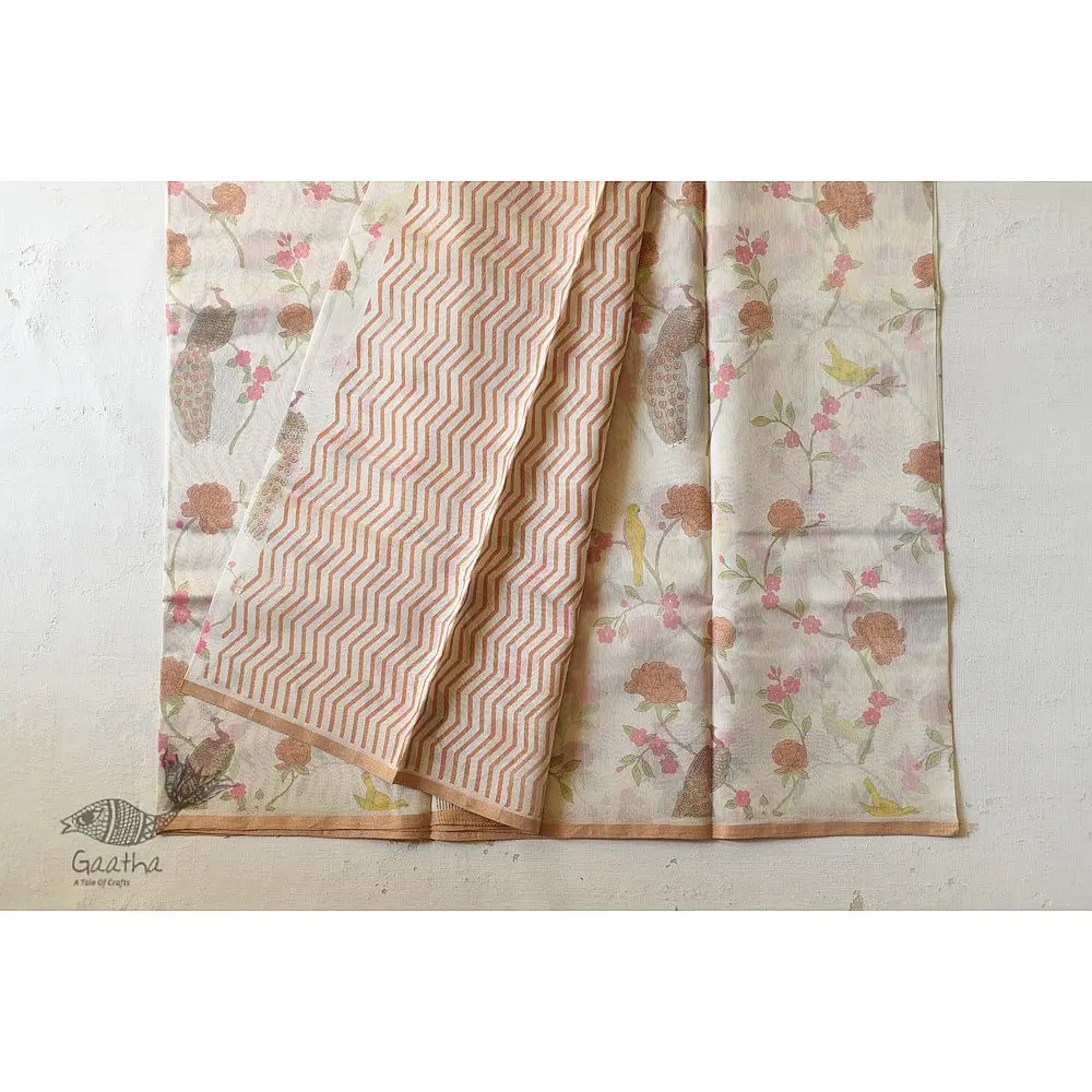 Handloom Roses Printed Chanderi Saree