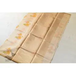 Manjula ~ Handloom Printed Chanderi Saree - Lotus Motif