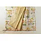Handloom Yellow Flowers Printed Chanderi Saree
