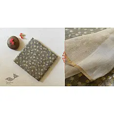 Manjula ~ Handloom Flower Printed Grey Chanderi Saree - color based 8
