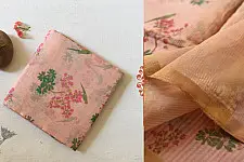 Manjula ~ Handloom Printed Chanderi Light Pink Saree