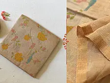 Manjula ~ Handloom Printed Chanderi Saree - Grey