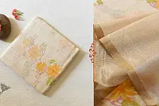 Manjula ~ Handloom Printed Chanderi Saree - Lotus Motif