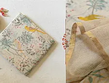 Manjula ~ Handloom Printed Chanderi Saree - Parrot Motif