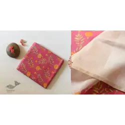 Manjula ~ Handloom Printed Chanderi Saree - Rani Pink