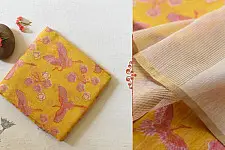 Manjula ~ Handloom Printed Chanderi Yellow Saree