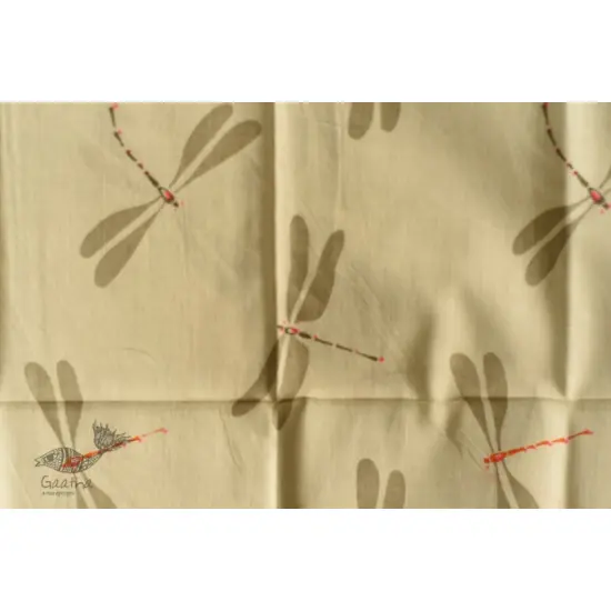 shop Block Printed Cotton Stole - Dragon Fly Motif