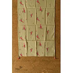 Nisarg . निसर्ग | Printed Cotton Grey Stole with Sparrow Motif
