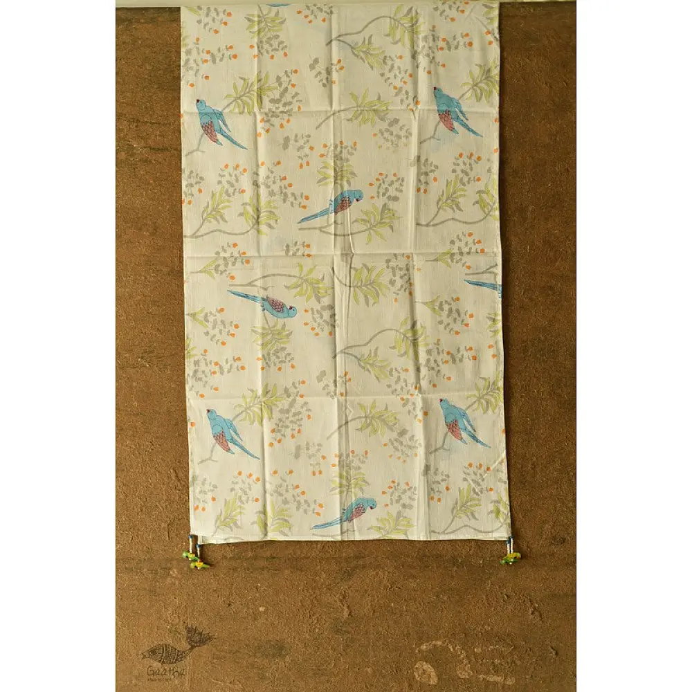 shop hand block printed stoles - white