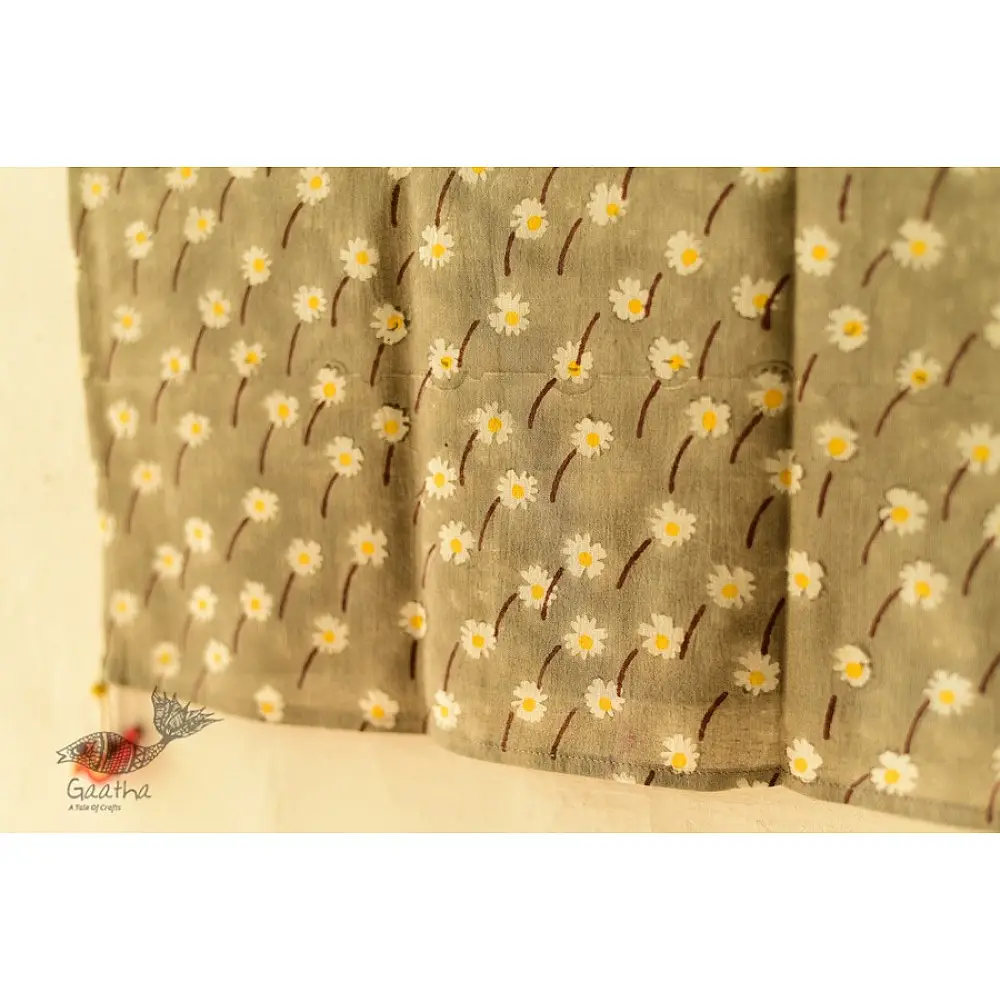 shop Hand Block Printed Grey Cotton Stole
