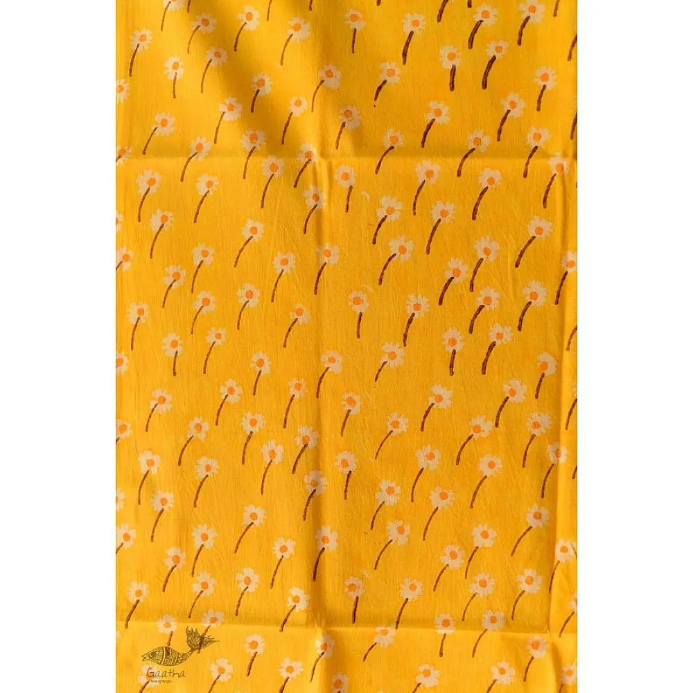 shop Hand Block Printed Yellow Stole