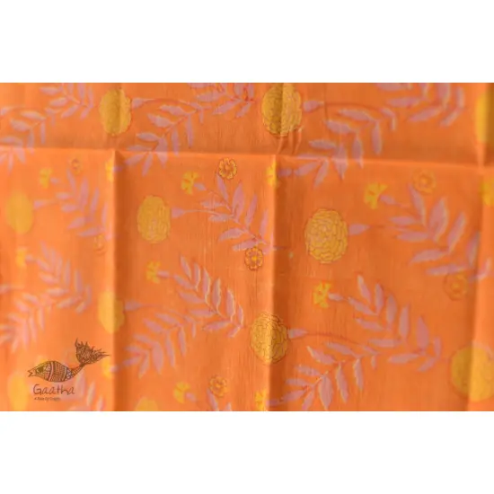 shop Hand Block Printed Cotton Orange Stole