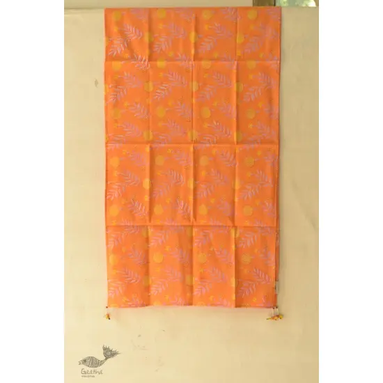 shop Hand Block Printed Cotton Orange Stole