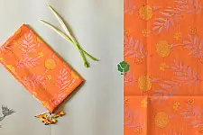 Nisarg . निसर्ग ✮ Hand Block Printed Cotton Stole - Orange