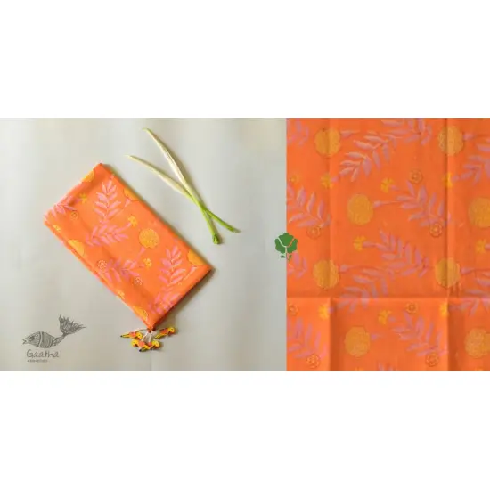 shop Hand Block Printed Cotton Orange Stole