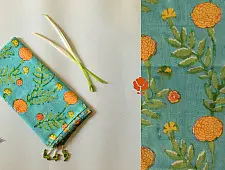 Nisarg . निसर्ग ✮ Hand Block Printed Cotton Stole - Rama Green