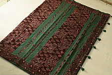 Ajrakh Applique & Embroidered Cotton Green Saree