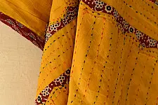 Ajrakh Applique - Embroidered Cotton Dupatta (Two Options) - Yellow