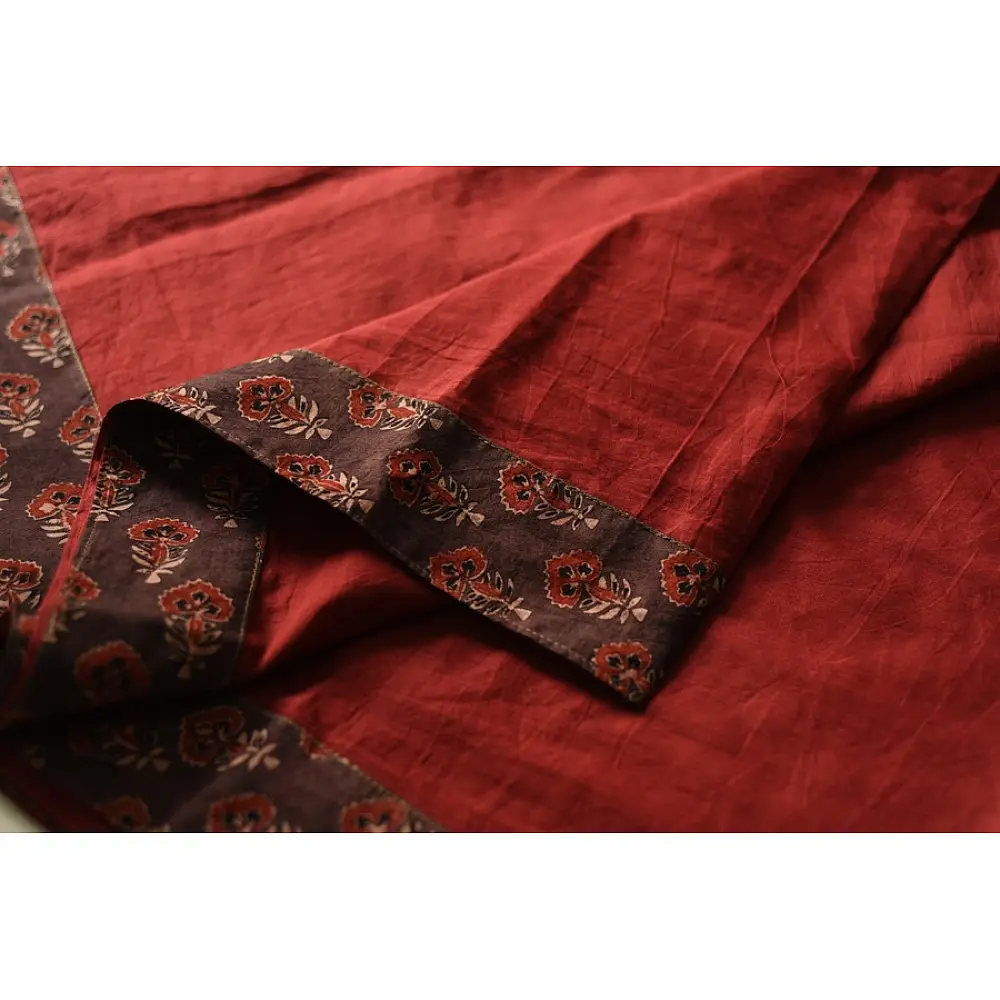 Ajrakh Applique & Mirror Work Cotton Saree