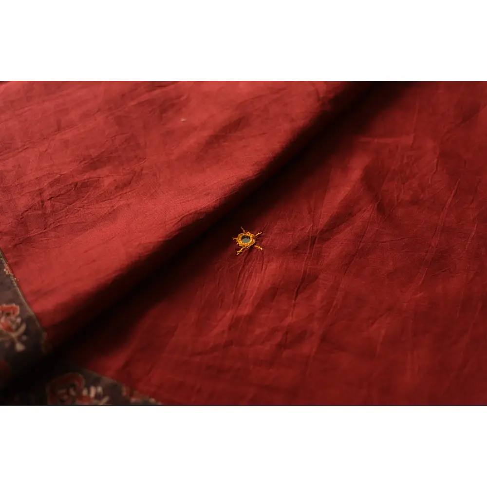 Ajrakh Applique & Mirror Work Cotton Saree