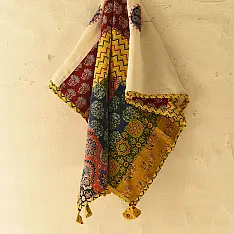 Ajrakh Applique - Embroidered and Patchwork Cotton Dupatta (Two Options)