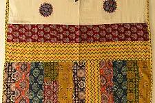 Ajrakh Applique - Embroidered and Patchwork Cotton Dupatta (Two Options)