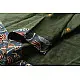 Buy Ajrakh Patchwork & Embroidered Cotton Dark Green Saree
