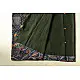 Buy Ajrakh Patchwork & Embroidered Cotton Dark Green Saree