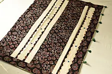 Ajrakh Applique & Embroidered Cotton Saree - Off White