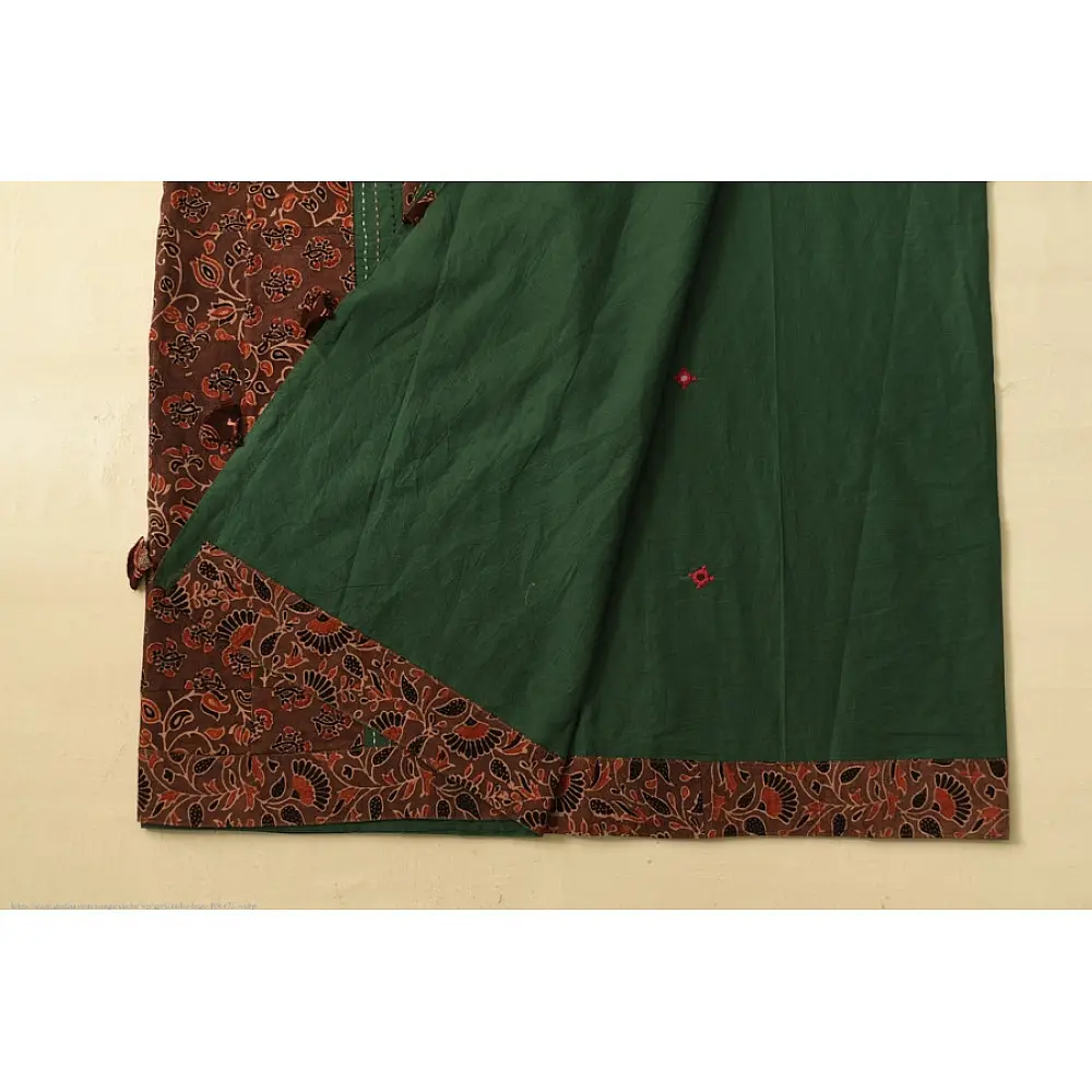 Ajrakh Applique & Mirror Work Cotton Saree