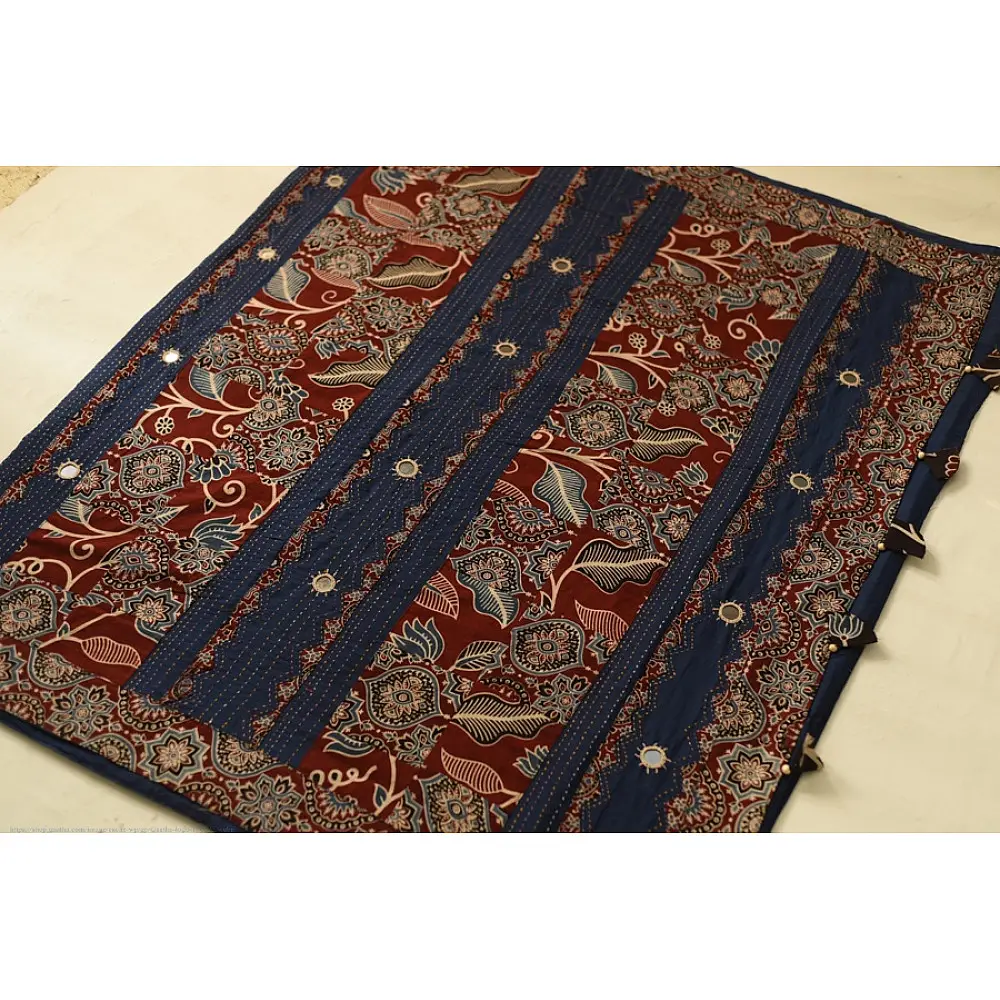 Buy Ajrakh Applique / Patchwork Cotton Saree