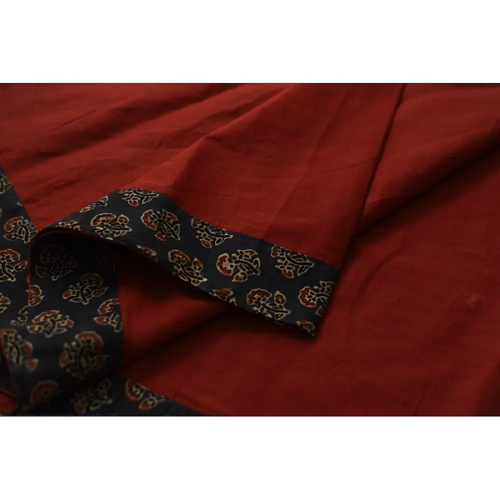 Patchwork Cotton Saree - Maroon & Blue