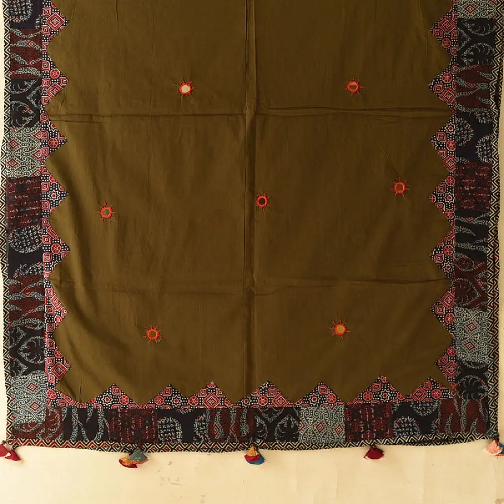 Cotton Ajrakh Brown dupatta