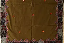 Ajrakh Applique - Embroidered Cotton Dupatta (Two Options) - Brown