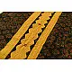 Cotton Ajrakh Applique Saree - Yellow & Green
