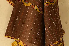 Ajrakh Applique - Embroidered Cotton Dupatta (Two Options) - Brown