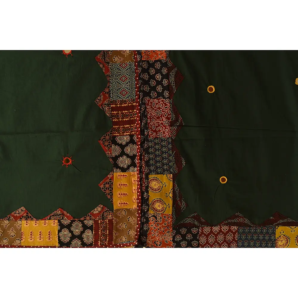 Cotton Ajrakh dupatta - Dark Green