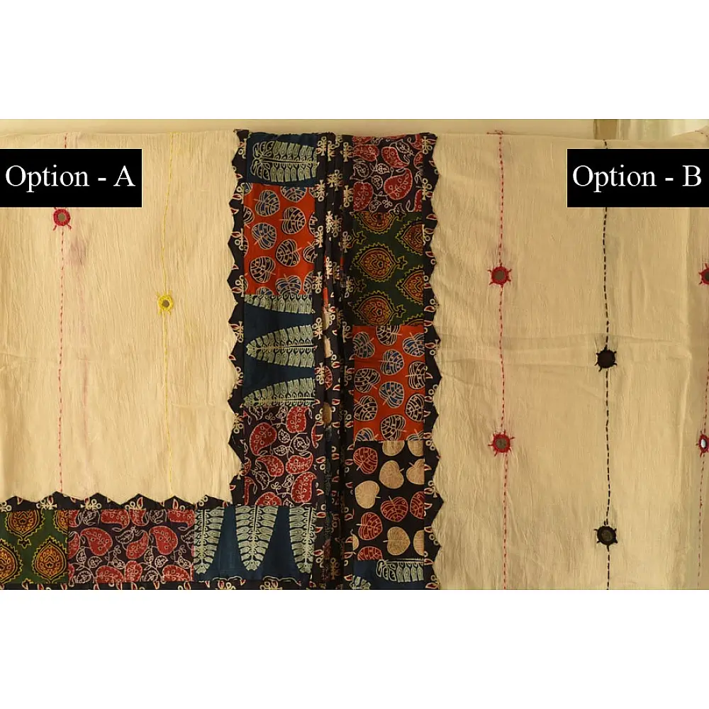 Applique & Embroidered Cotton Dupatta (Two Options)