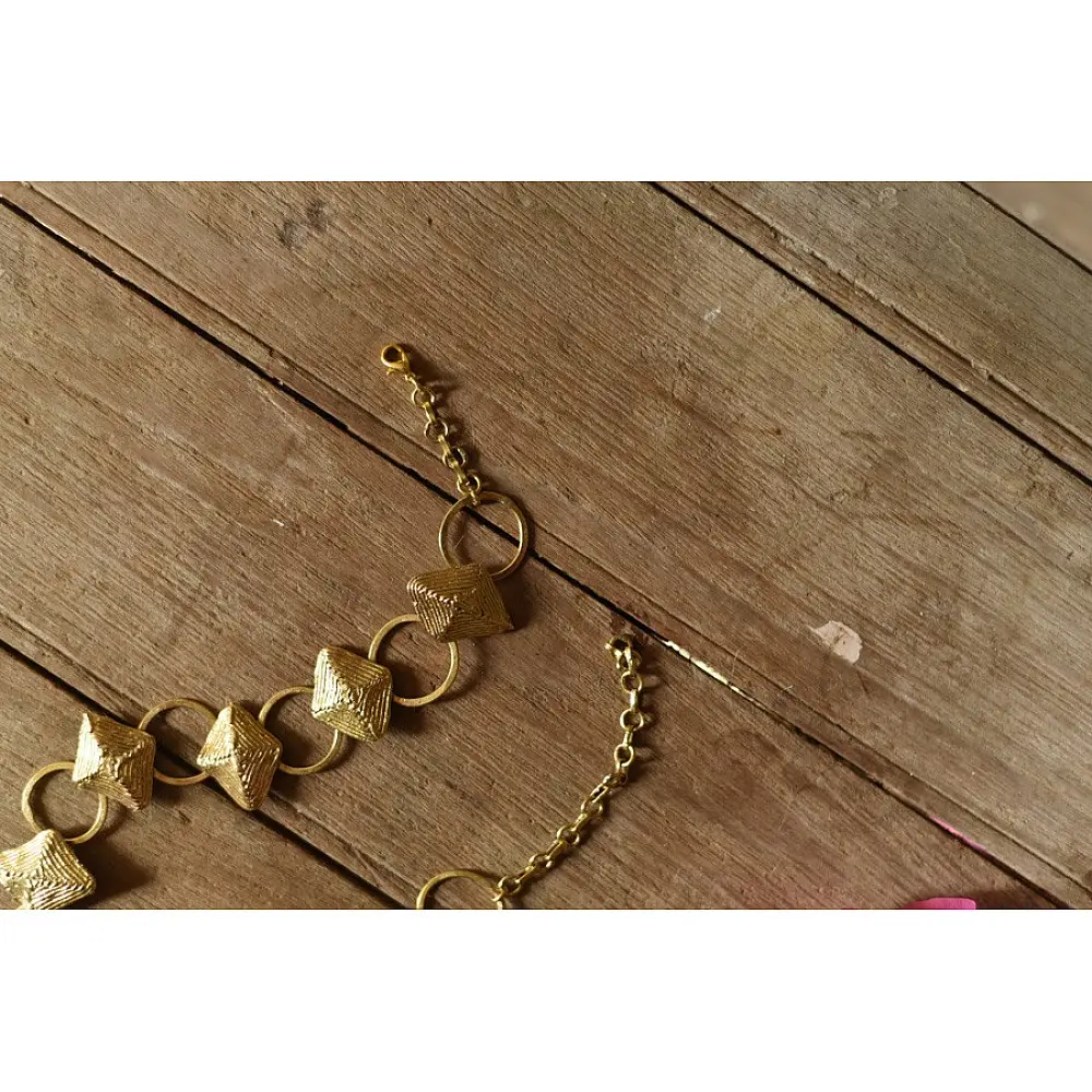 handmade Brass Dhokra Necklace - Diamond & Circle