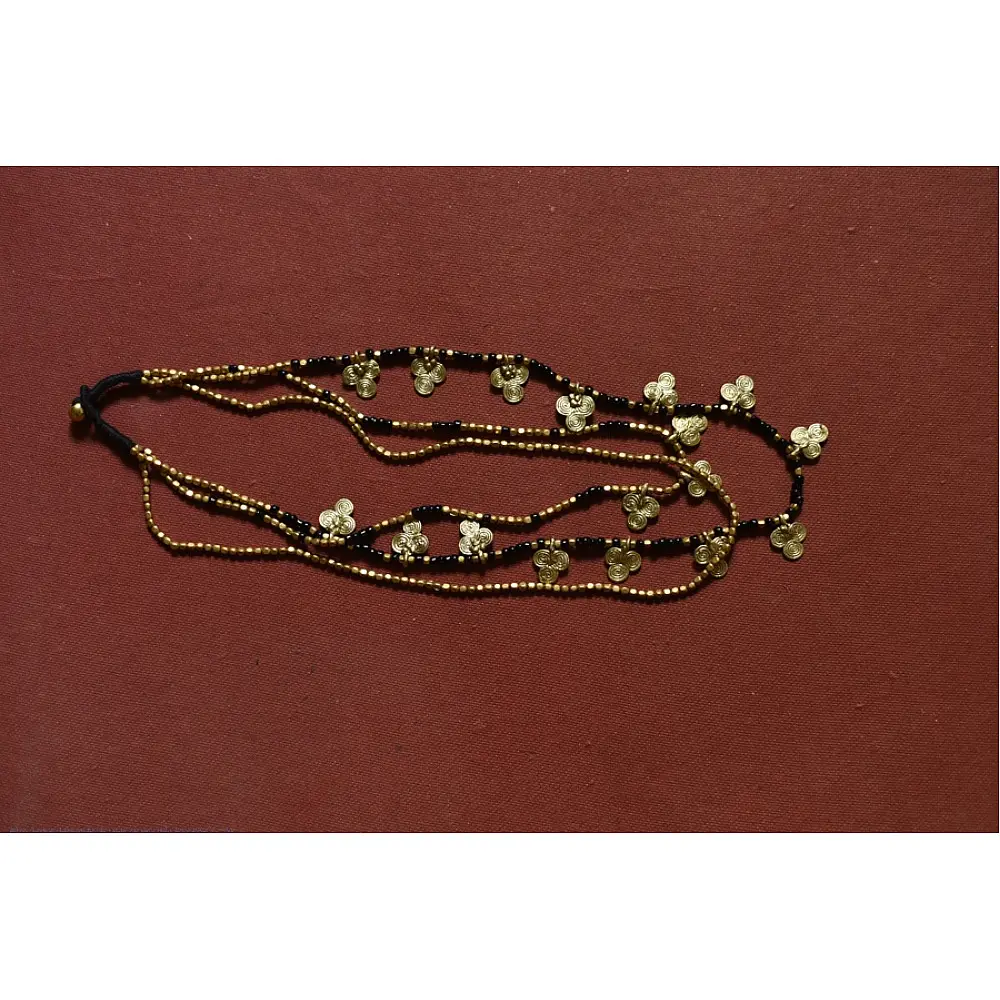 Prabha . प्रभा | Brass Dhokra Clubs Design Three Layered Necklace