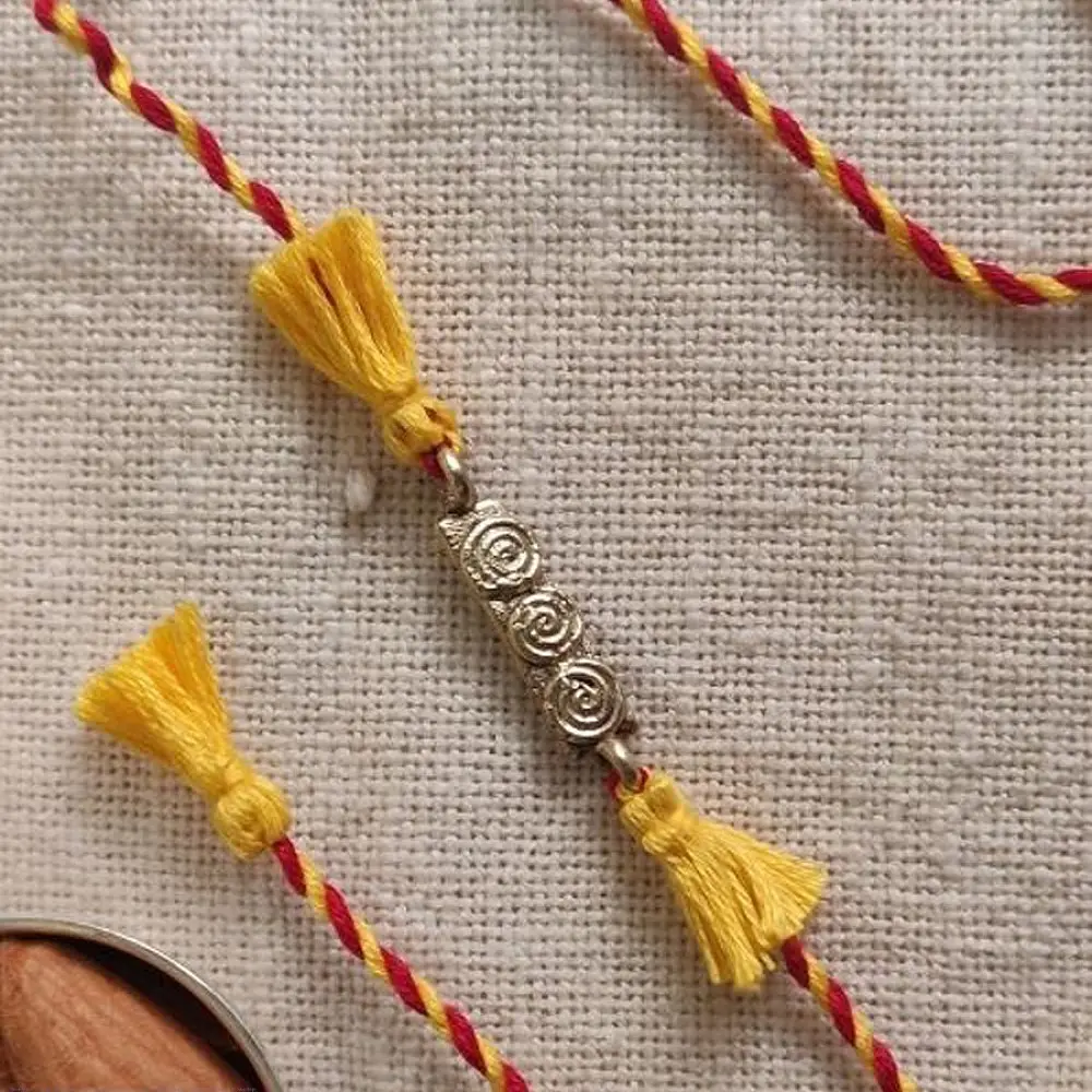 Dhokra Brass ❂ Handmade Yellow Rakhi 