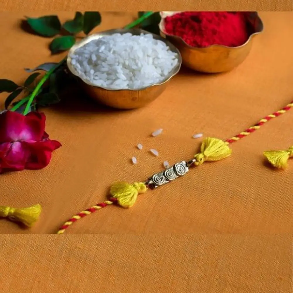 Dhokra Brass ❂ Handmade Yellow Rakhi 